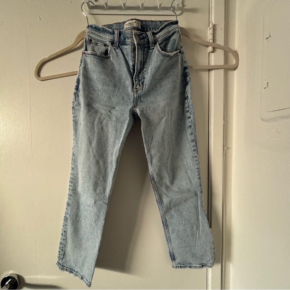 Abercrombie & Fitch Light Blue Ultra High Rise Ankle Straight Jeans